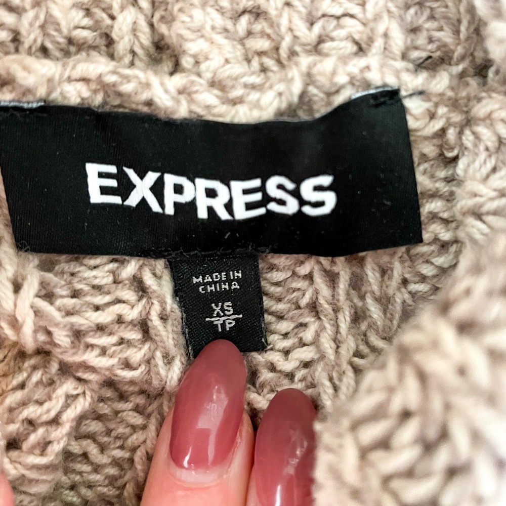 Express tan knit cowl neck sweater - Picture 5 of 6